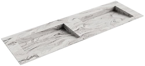 AVON Glace solid surface inbouw wastafel 150cm. Positie wasbak Dubbel. 