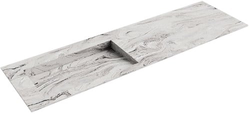 AVON Glace solid surface inbouw wastafel 160cm. Positie wasbak Links. 