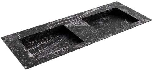 AVON Lava solid surface inbouw wastafel 121cm. Positie wasbak Dubbel. 