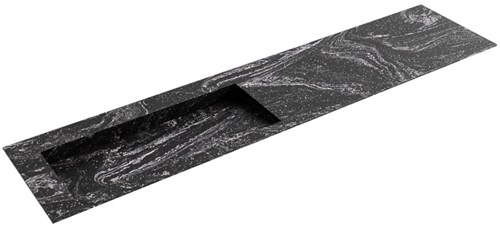 AVON Lava solid surface inbouw wastafel 201cm. Positie wasbak Links. 