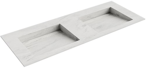 AVON Opalo solid surface inbouw wastafel 120cm. Positie wasbak Dubbel. 