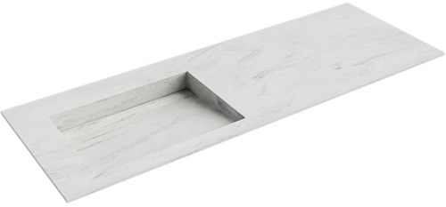 AVON Opalo solid surface inbouw wastafel 130cm. Positie wasbak Links. 
