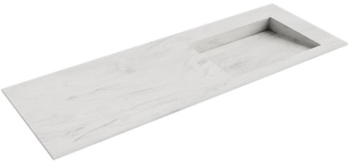 AVON Opalo solid surface inbouw wastafel 131cm. Positie wasbak Rechts. 