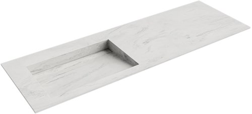 AVON Opalo solid surface inbouw wastafel 140cm. Positie wasbak Links. 