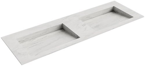 AVON Opalo solid surface inbouw wastafel 141cm. Positie wasbak Dubbel. 