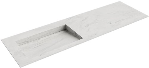 AVON Opalo solid surface inbouw wastafel 150cm. Positie wasbak Links. 