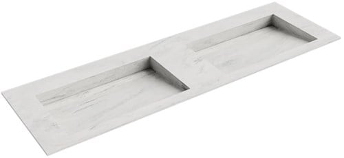 AVON Opalo solid surface inbouw wastafel 151cm. Positie wasbak Dubbel. 