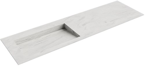 AVON Opalo solid surface inbouw wastafel 161cm. Positie wasbak Links. 