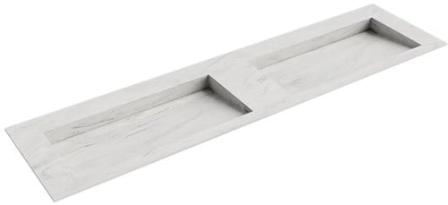AVON Opalo solid surface inbouw wastafel 180cm. Positie wasbak Dubbel. 