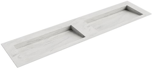 AVON Opalo solid surface inbouw wastafel 190cm. Positie wasbak Dubbel. 