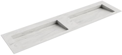 AVON Opalo solid surface inbouw wastafel 191cm. Positie wasbak Dubbel. 