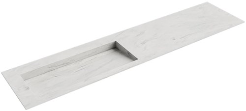 AVON Opalo solid surface inbouw wastafel 200cm. Positie wasbak Links. 