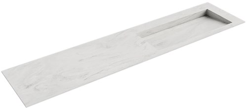 AVON Opalo solid surface inbouw wastafel 200cm. Positie wasbak Rechts. 