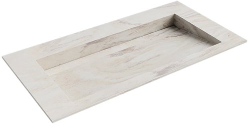 AVON Ostra solid surface inbouw wastafel 90cm. Positie wasbak Midden. 