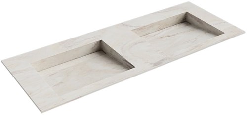 AVON Ostra solid surface inbouw wastafel 121cm. Positie wasbak Dubbel. 