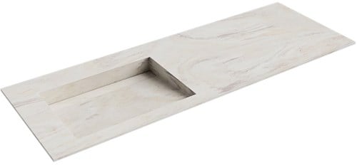AVON Ostra solid surface inbouw wastafel 130cm. Positie wasbak Links. 