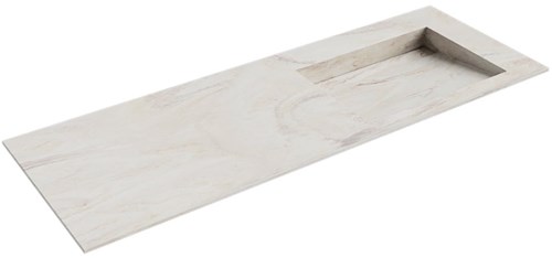 AVON Ostra solid surface inbouw wastafel 131cm. Positie wasbak Rechts. 