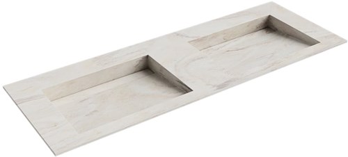 AVON Ostra solid surface inbouw wastafel 130cm. Positie wasbak Dubbel. 