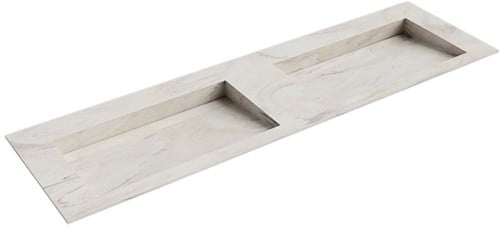 AVON Ostra solid surface inbouw wastafel 161cm. Positie wasbak Dubbel. 