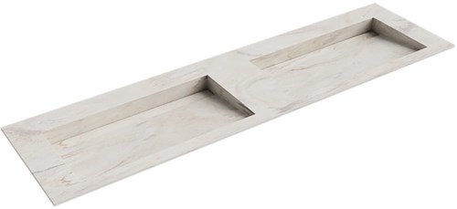 AVON Ostra solid surface inbouw wastafel 171cm. Positie wasbak Dubbel. 