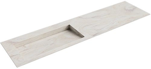 AVON Ostra solid surface inbouw wastafel 180cm. Positie wasbak Links. 