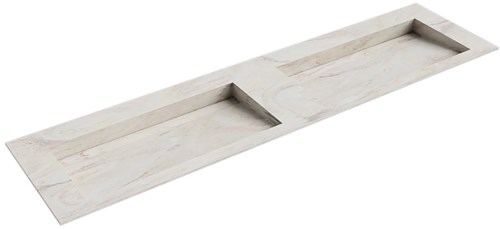 AVON Ostra solid surface inbouw wastafel 181cm. Positie wasbak Dubbel. 