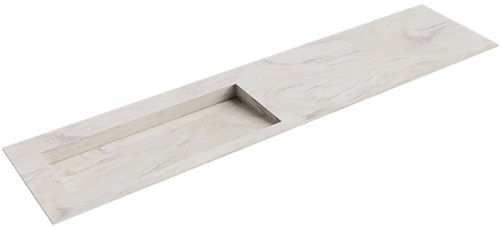 AVON Ostra solid surface inbouw wastafel 200cm. Positie wasbak Links. 