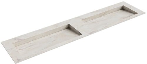 AVON Ostra solid surface inbouw wastafel 201cm. Positie wasbak Dubbel. 