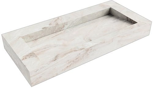 AVON Frappe vrijhangende wastafel 100cm. Positie wasbak Midden rand 12cm. 