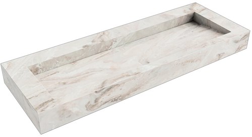 AVON Frappe vrijhangende wastafel 130cm. Positie wasbak Midden rand 12cm. 