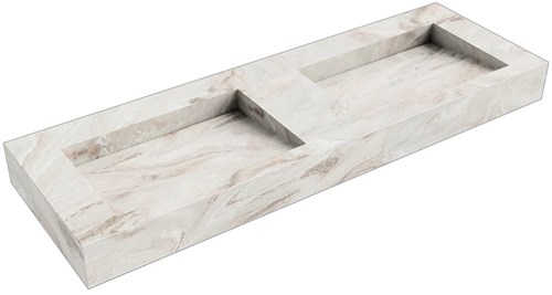 AVON Frappe vrijhangende wastafel 141cm. Positie wasbak Dubbel rand 12cm. 