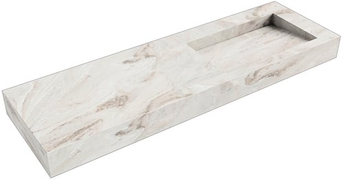 AVON Frappe vrijhangende wastafel 151cm. Positie wasbak Rechts rand 12cm. 