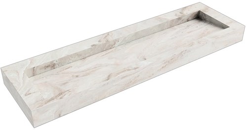 AVON Frappe vrijhangende wastafel 161cm. Positie wasbak Midden rand 12cm. 