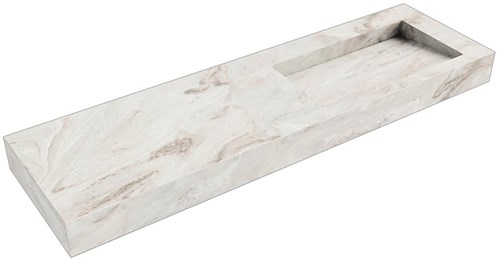 AVON Frappe vrijhangende wastafel 161cm. Positie wasbak Rechts rand 12cm. 