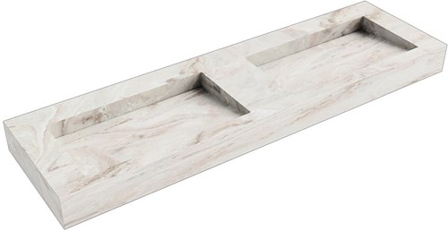 AVON Frappe vrijhangende wastafel 161cm. Positie wasbak Dubbel rand 12cm. 