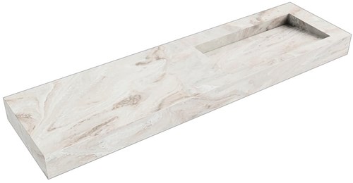 AVON Frappe vrijhangende wastafel 170cm. Positie wasbak Rechts rand 12cm. 