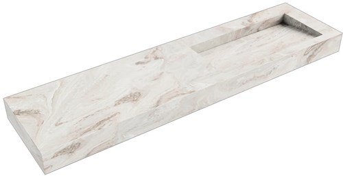 AVON Frappe vrijhangende wastafel 180cm. Positie wasbak Rechts rand 12cm. 