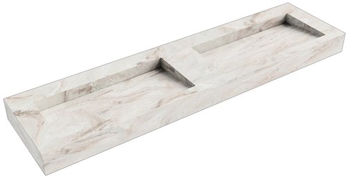 AVON Frappe vrijhangende wastafel 180cm. Positie wasbak Dubbel rand 12cm. 