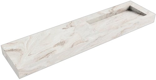 AVON Frappe vrijhangende wastafel 191cm. Positie wasbak Rechts rand 12cm. 