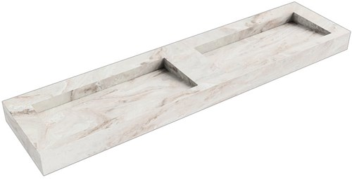 AVON Frappe vrijhangende wastafel 190cm. Positie wasbak Dubbel rand 12cm. 