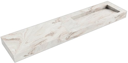 AVON Frappe vrijhangende wastafel 201cm. Positie wasbak Rechts rand 12cm. 