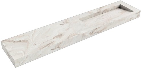 AVON Frappe vrijhangende wastafel 221cm. Positie wasbak Rechts rand 12cm. 