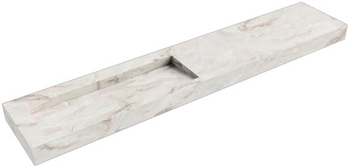 AVON Frappe vrijhangende wastafel 241cm. Positie wasbak Links rand 12cm. 