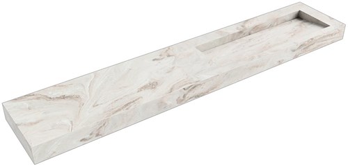 AVON Frappe vrijhangende wastafel 241cm. Positie wasbak Rechts rand 12cm. 