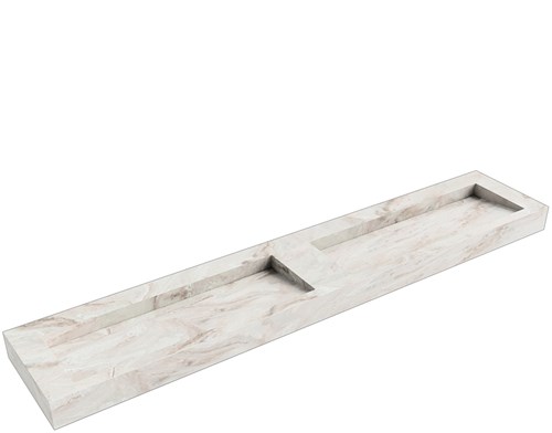 AVON Frappe vrijhangende wastafel 240cm. Positie wasbak Dubbel rand 12cm. 