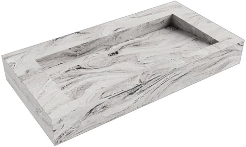AVON Glace vrijhangende wastafel 90cm. Positie wasbak Midden rand 12cm. 