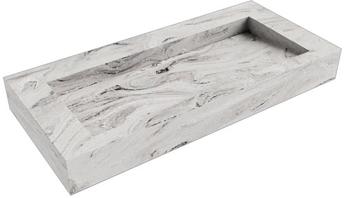AVON Glace vrijhangende wastafel 100cm. Positie wasbak Midden rand 12cm. 