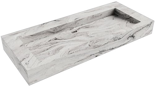 AVON Glace vrijhangende wastafel 110cm. Positie wasbak Midden rand 12cm. 