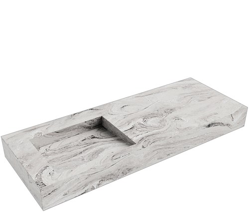 AVON Glace vrijhangende wastafel 120cm. Positie wasbak Links rand 12cm. 