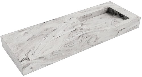 AVON Glace vrijhangende wastafel 131cm. Positie wasbak Rechts rand 12cm. 